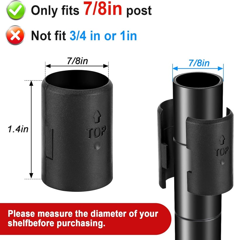 Climberer 20 Pairs of 7/8-Inch（22.2mm）Wire Shelf Clips for Metal Shelving & Garment Racks – Plastic Locking Clips, Adjustable Layer Spacers (Black, 7/8) - Image 2